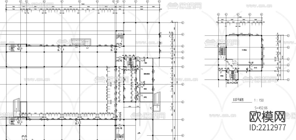 高中-综合教学楼CAD施工图下载(渲染图1)