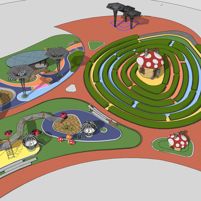  现代儿童乐园su模型 