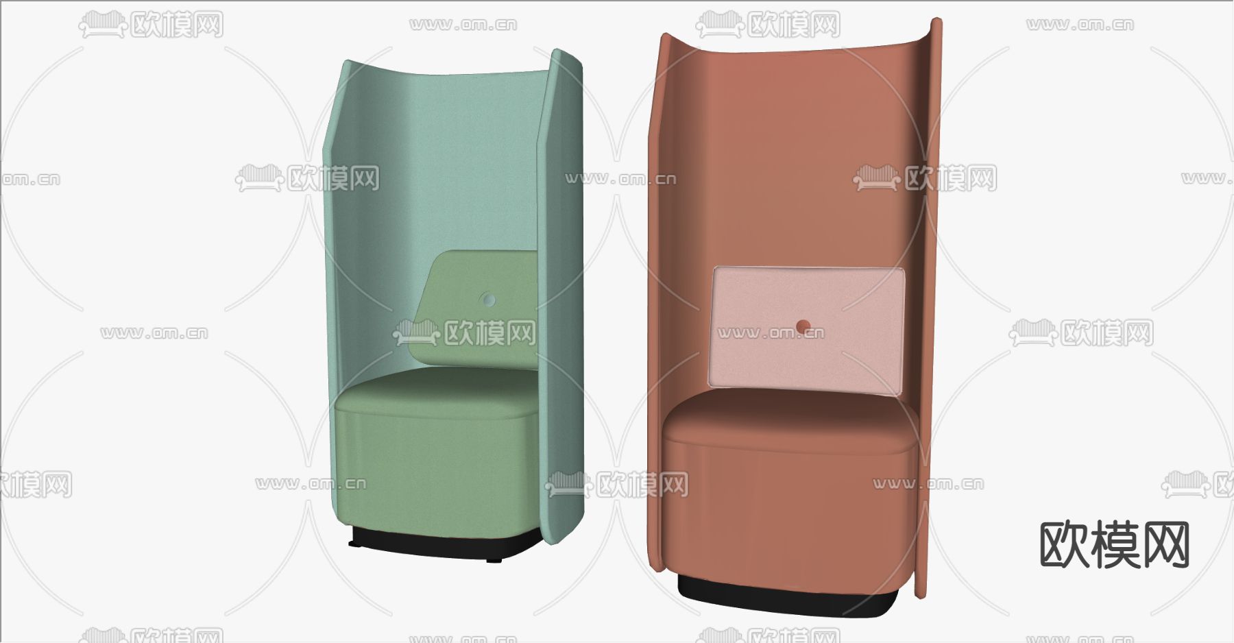 现代办公卡座沙发su模型