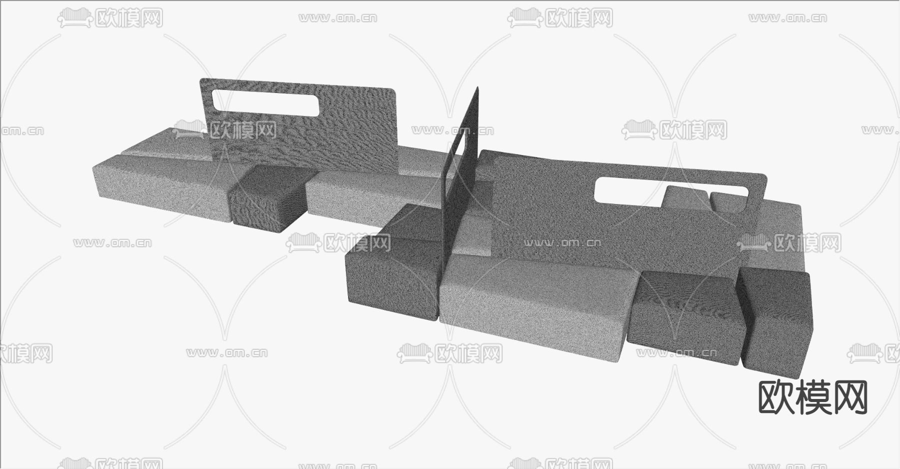 现代办公卡座沙发su模型下载