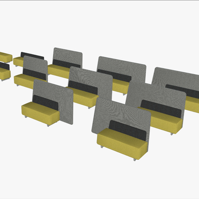  现代办公卡座沙发su模型 