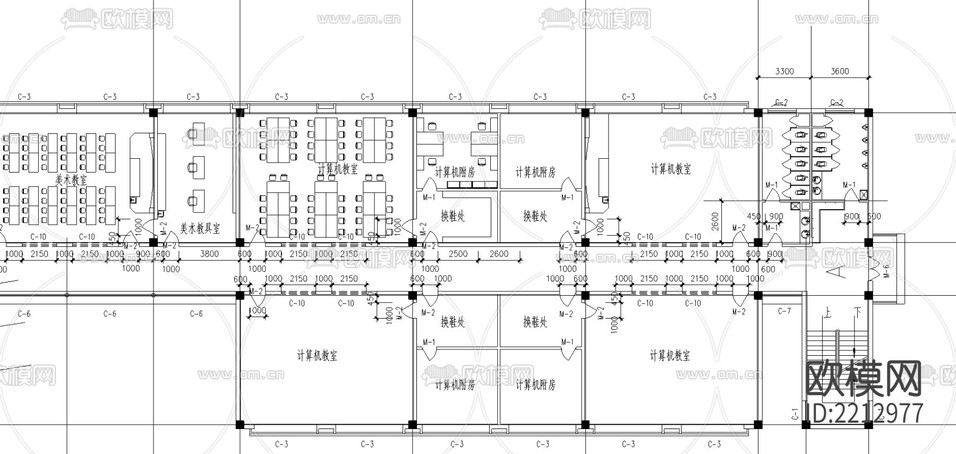 高中-综合教学楼CAD施工图下载(渲染图4)