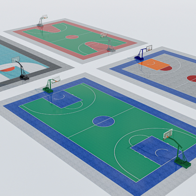  现代篮球场su模型 
