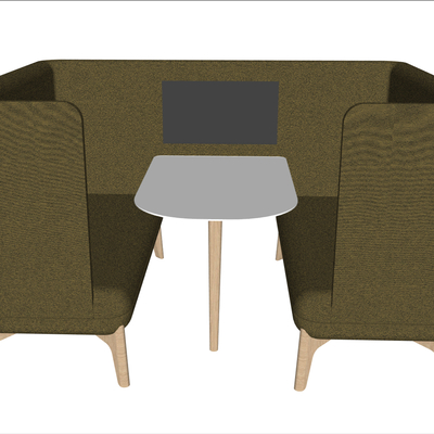  现代办公卡座沙发su模型 