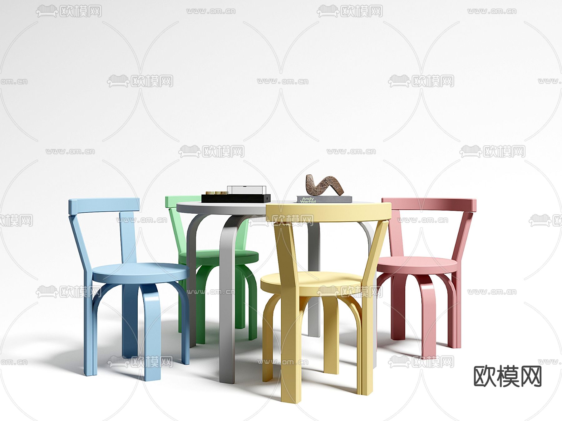 现代儿童桌椅3d模型下载