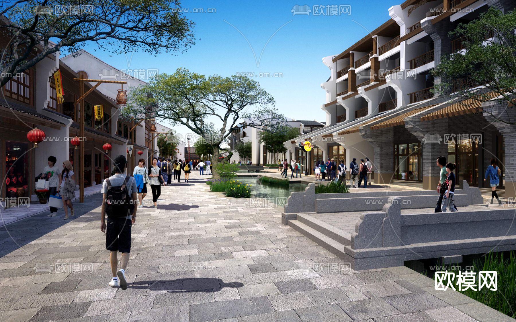 中式商业街景观psd下载_ID12043449_3dmax免费模型-欧模网