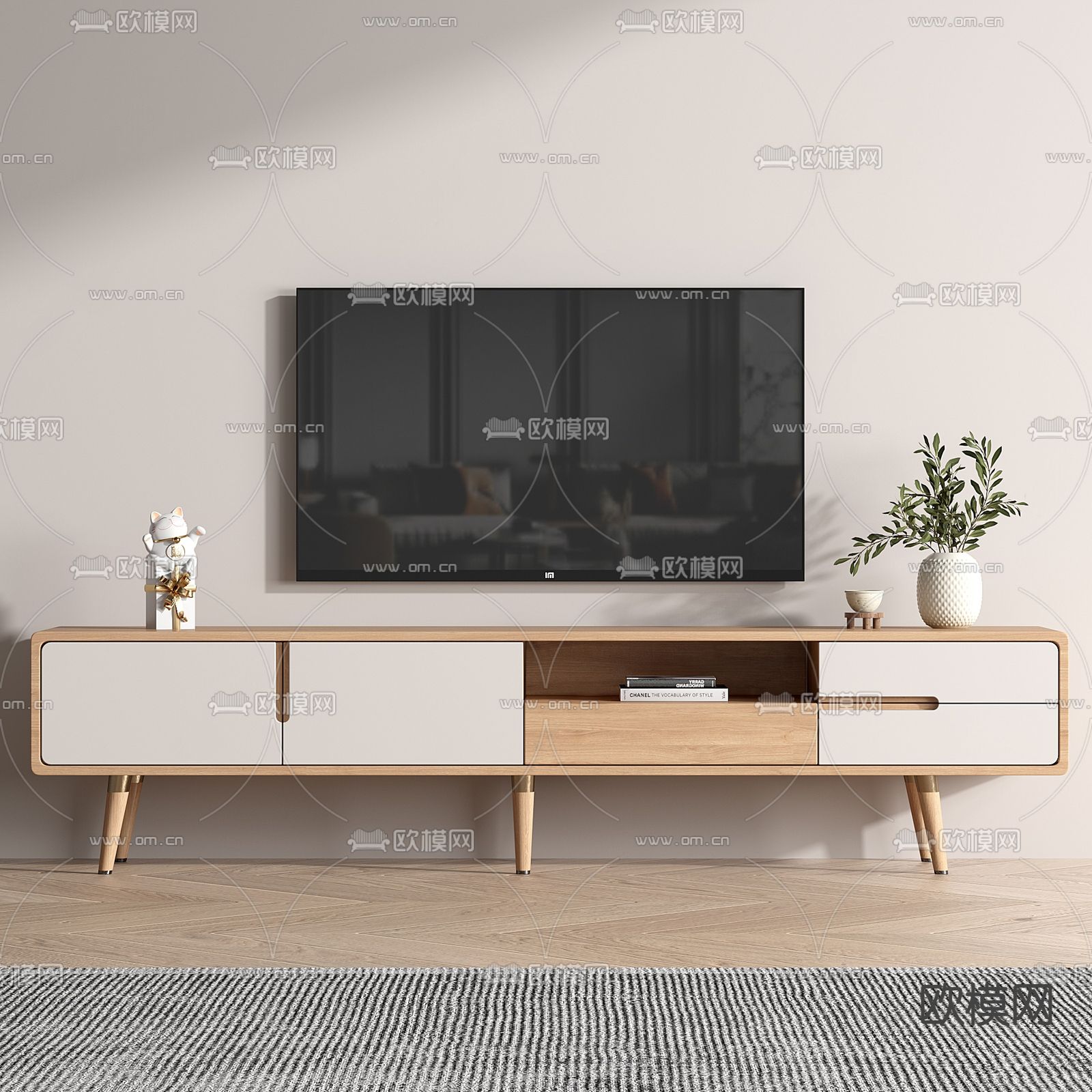 北欧电视柜su模型