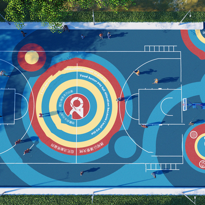  现代篮球场su模型 