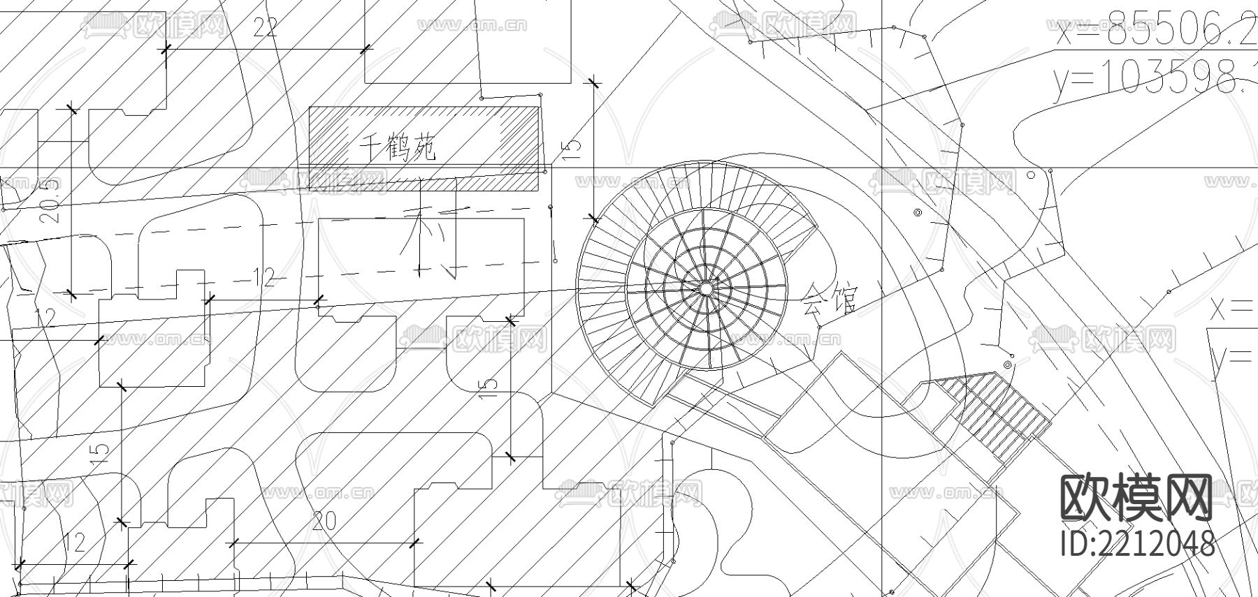 综合服务区控规划图CAD施工图下载（渲染图2）