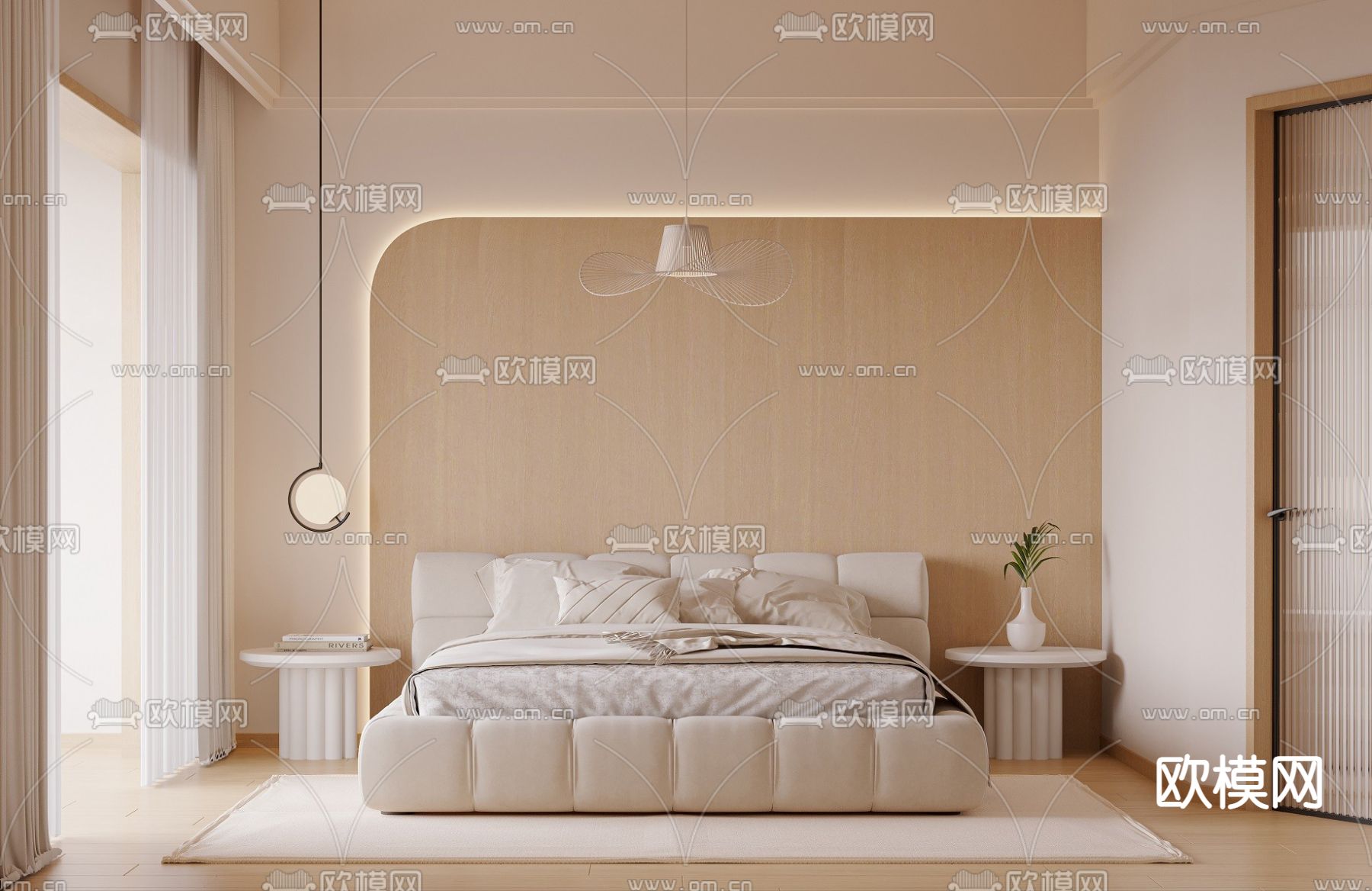 侘寂榻榻米卧室3d模型下载