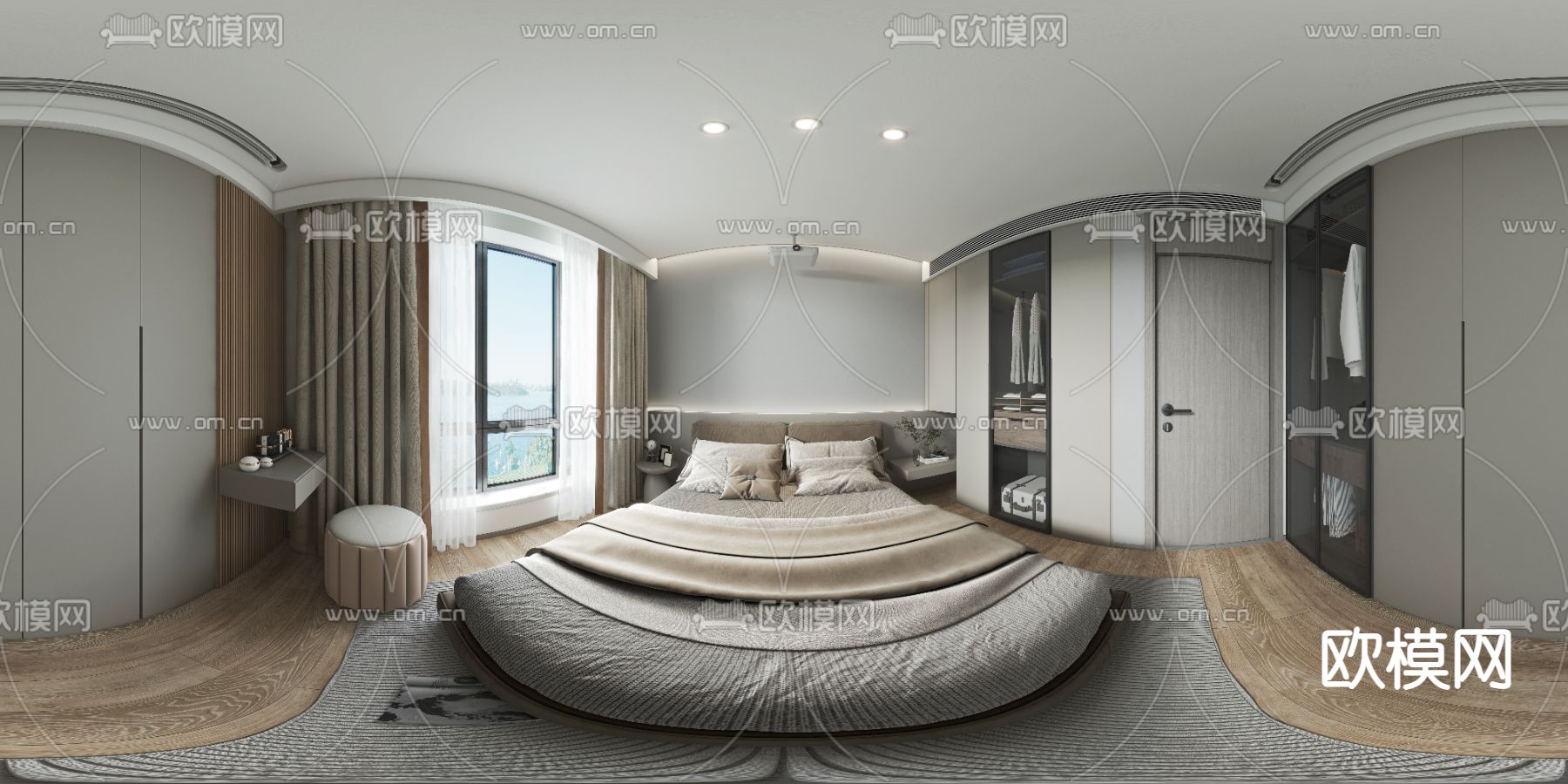 现代卧室vr全景免费3d模型-免费3dmax模型库-欧模网