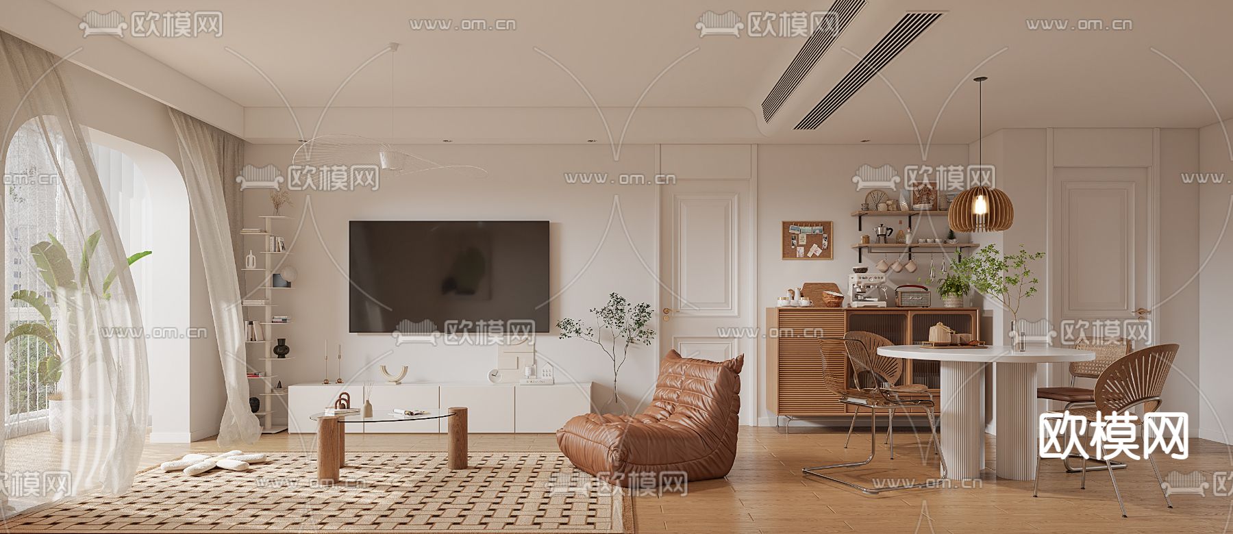 北欧客餐厅3d模型下载（渲染图2）