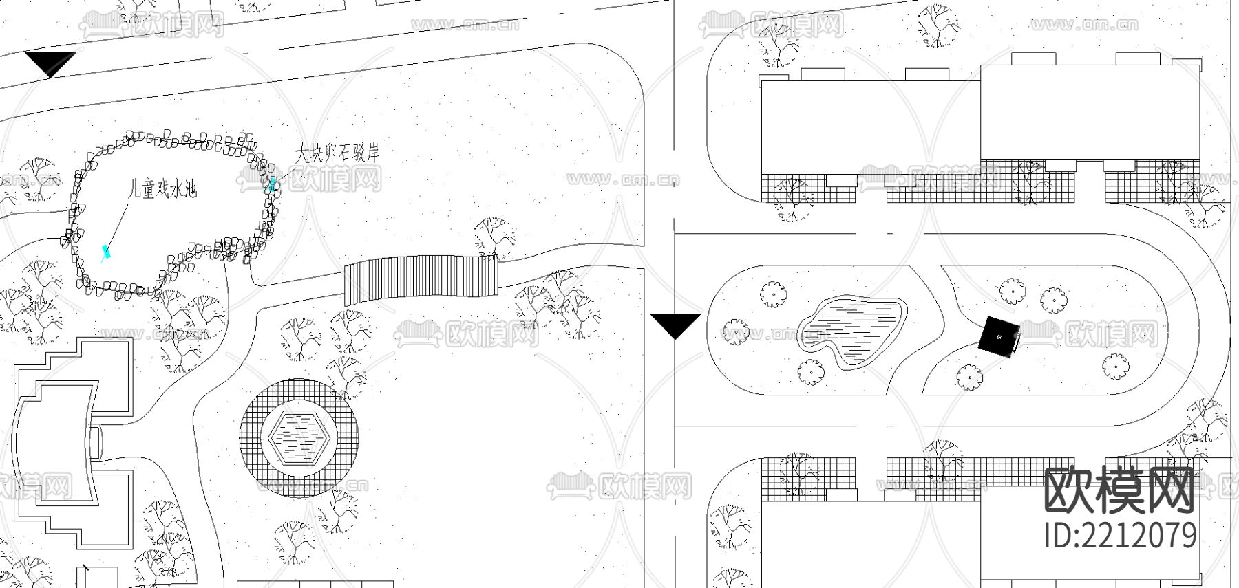 组团规划总图CAD施工图下载（渲染图2）