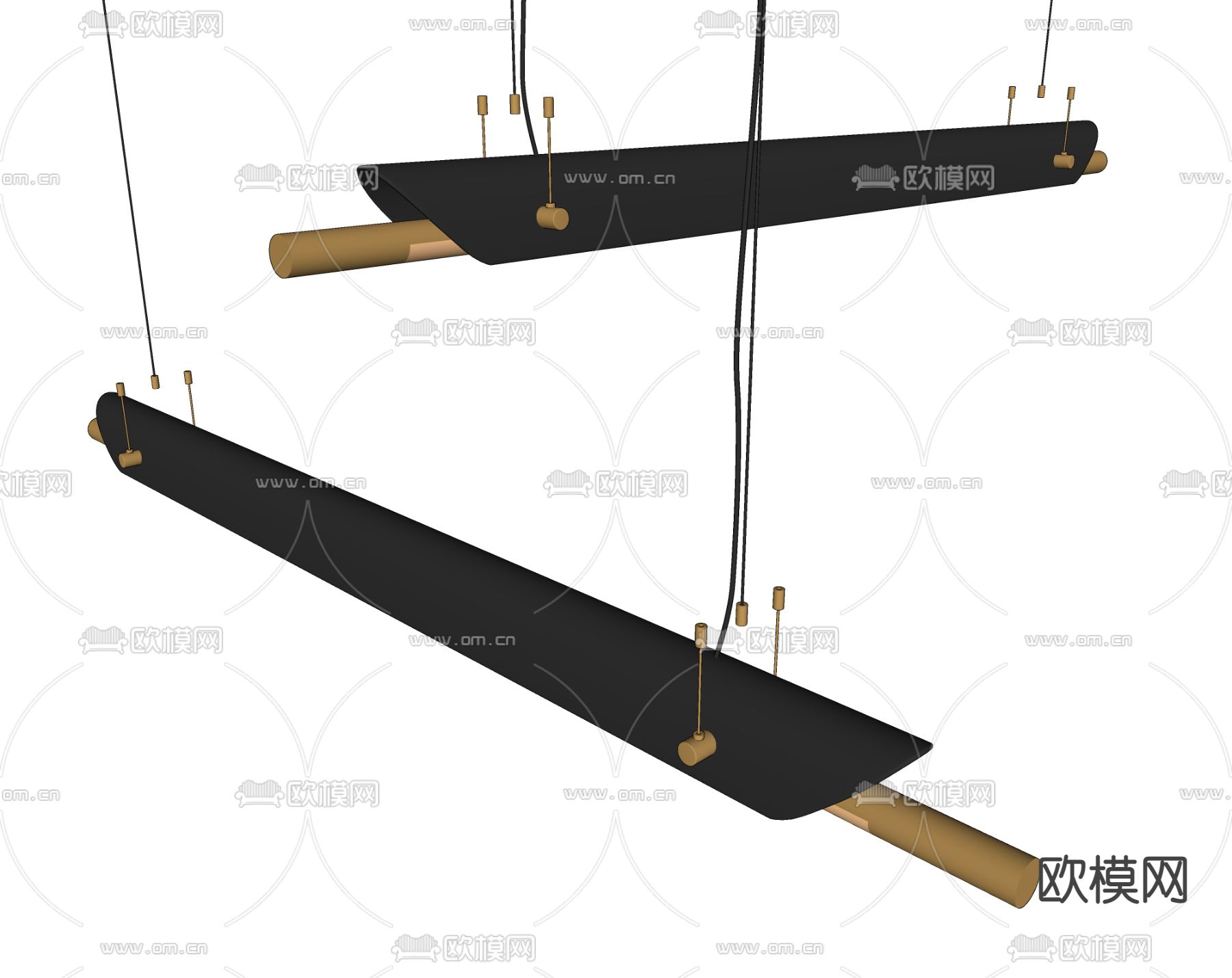 现代金属办公吊灯su模型下载（渲染图2）