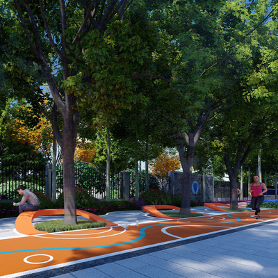  现代户外树池坐凳su模型 