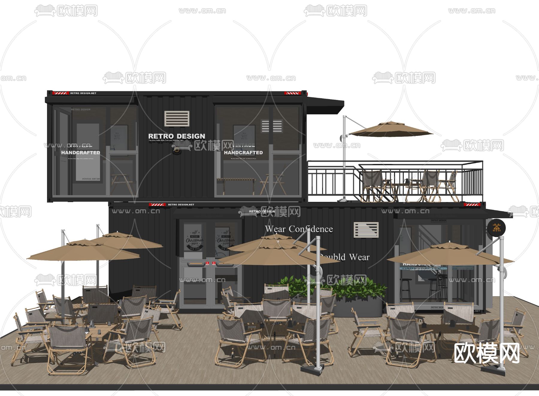 现代集装箱咖啡店su模型下载（渲染图2）