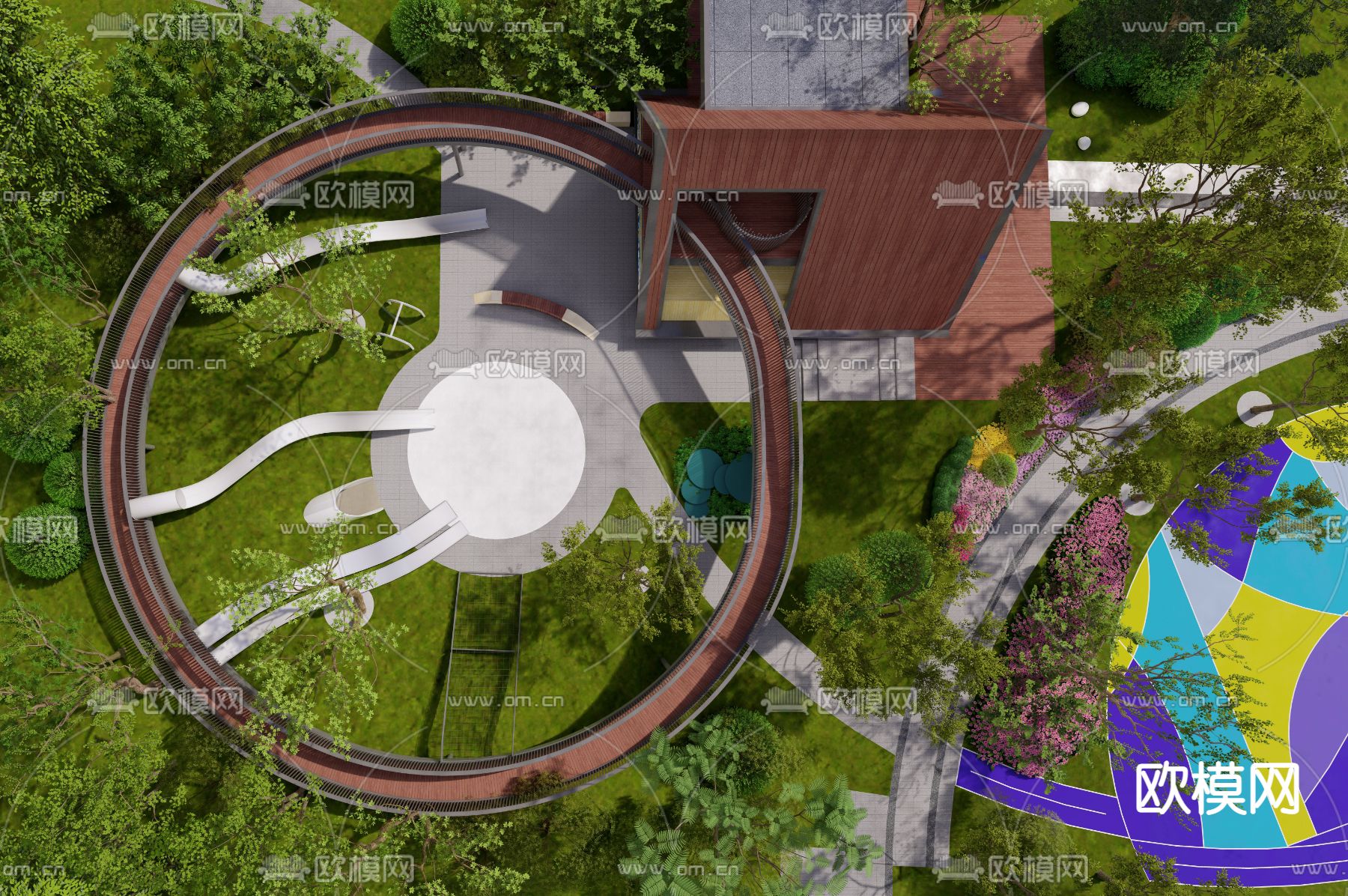 现代公园景观su模型下载（渲染图1）