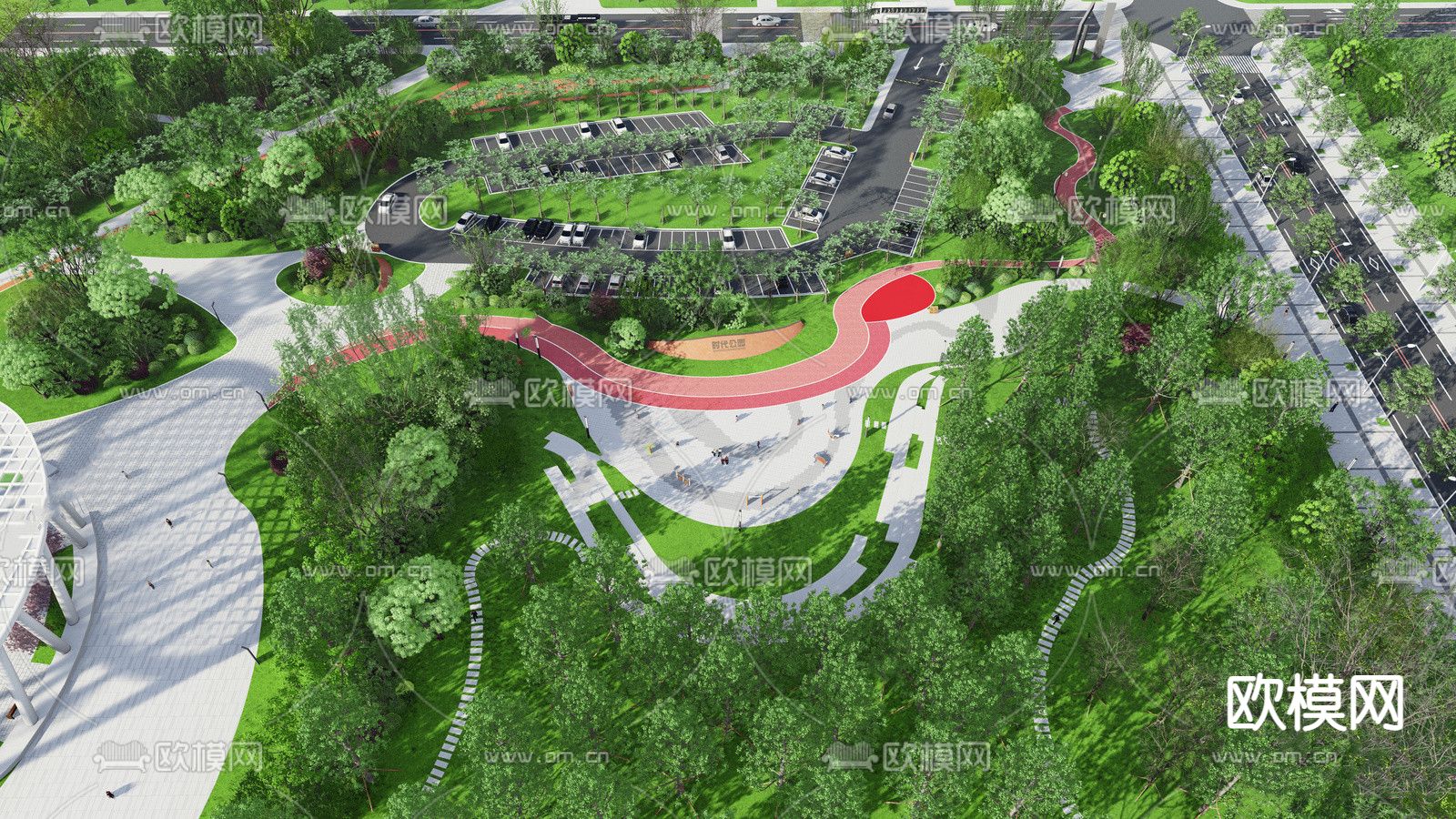 现代公园景观su模型下载（渲染图1）