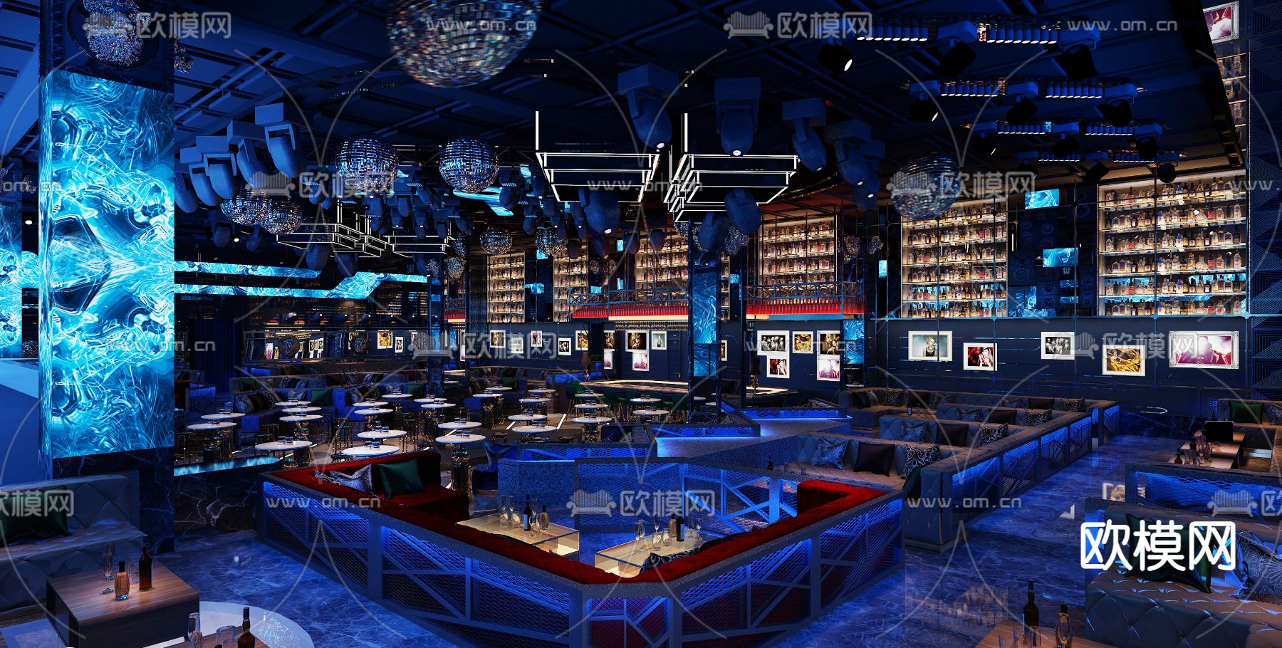 现代工业酒吧大厅3d模型下载（渲染图2）