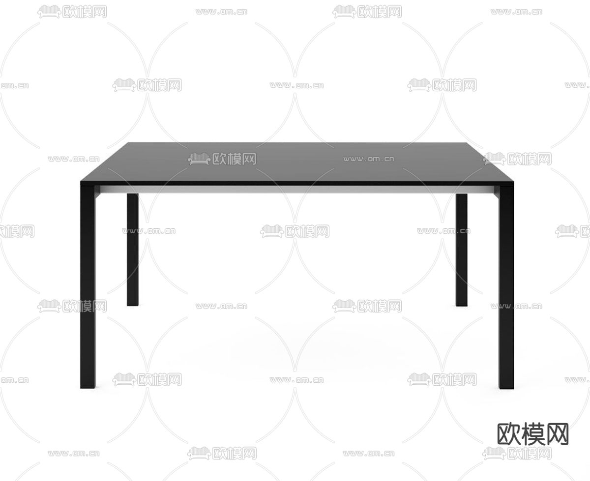 现代极简实木餐桌免费3d模型下载