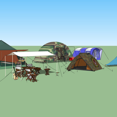  现代露营帐篷su模型 