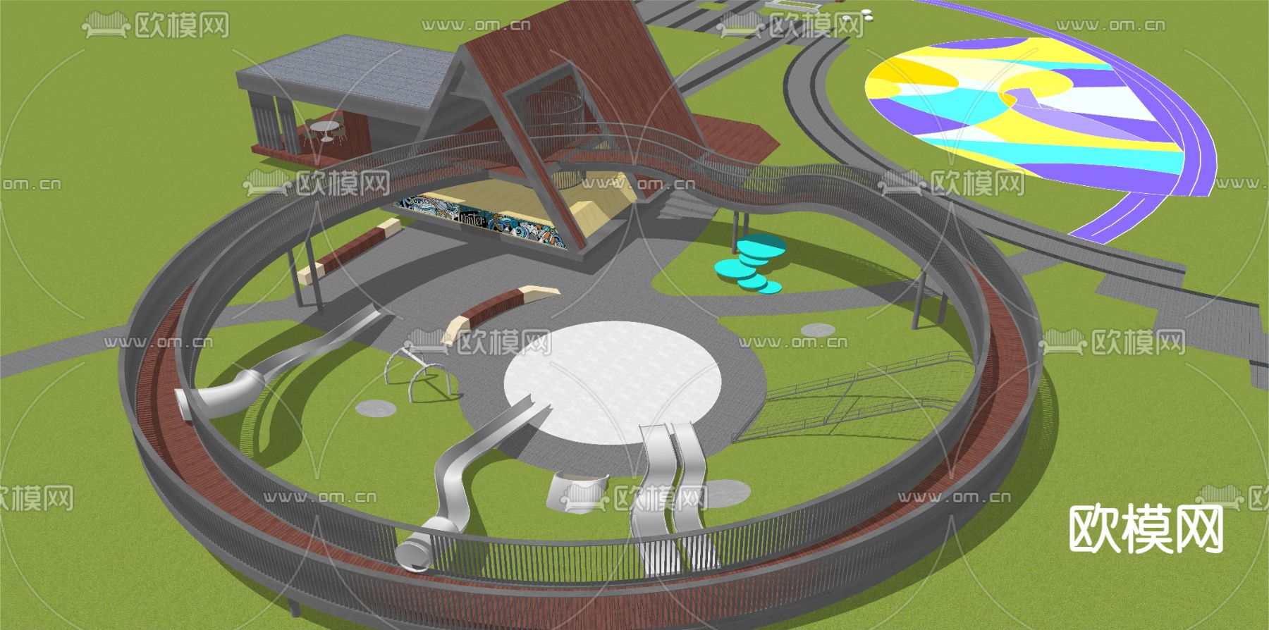 现代公园景观su模型下载（渲染图2）