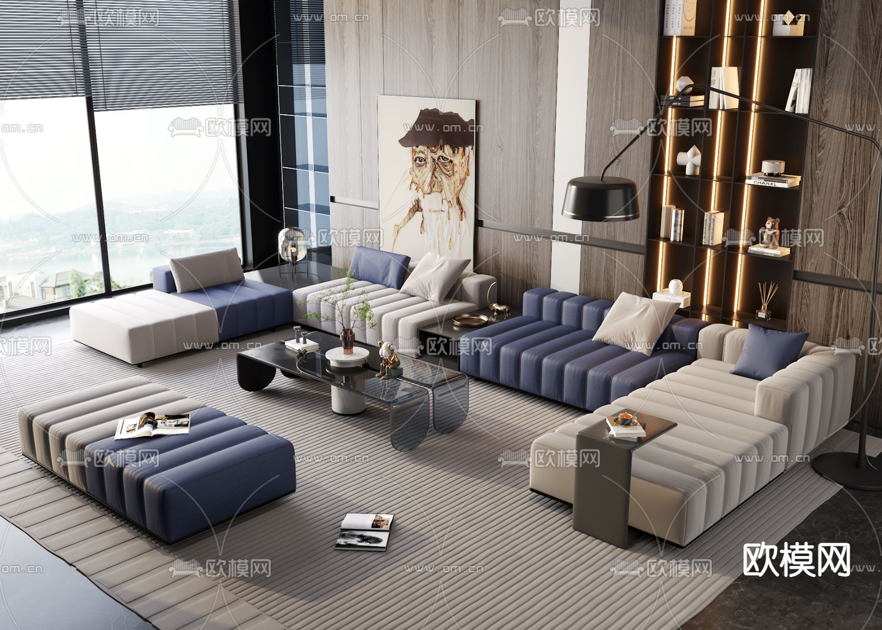 现代转角组合沙发3d模型