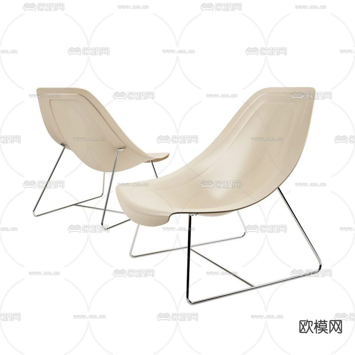现代极简不锈钢皮革休闲椅免费3d模型下载_ID12049685_3dmax免费模型-欧模网