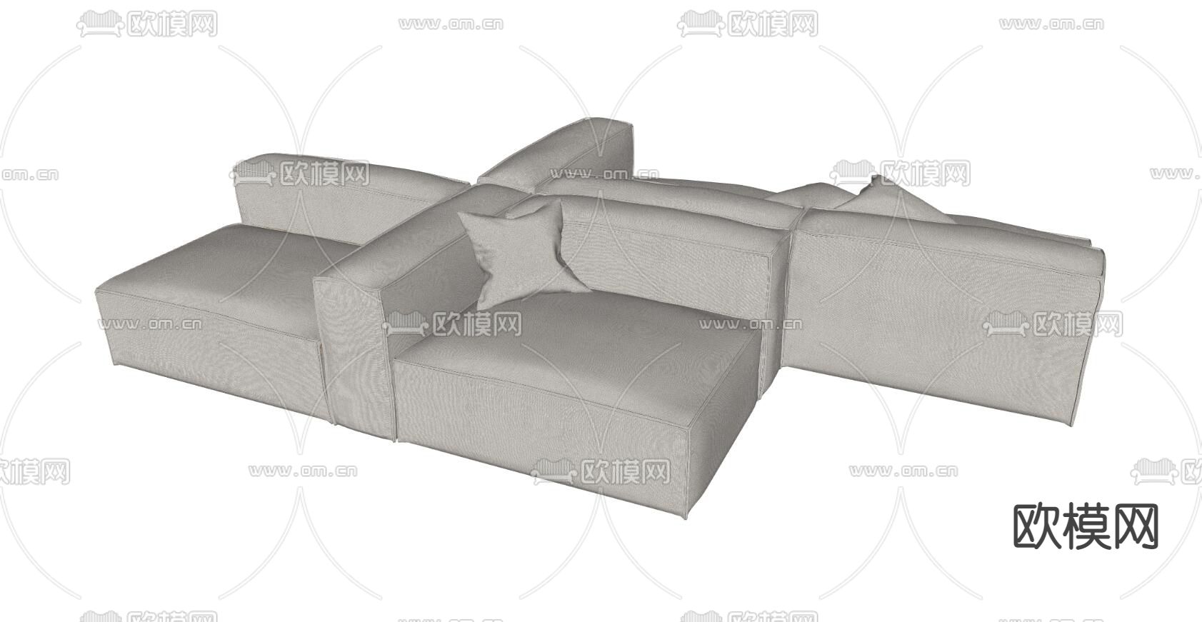 现代办公卡座沙发su模型下载