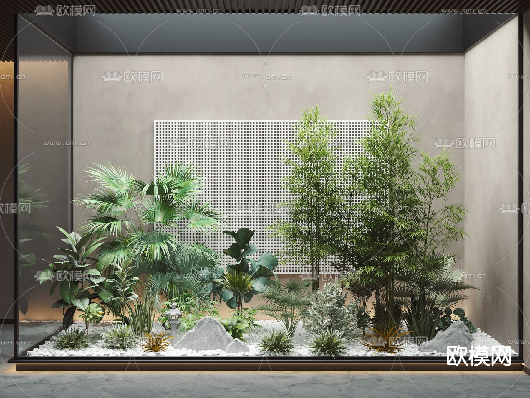 现代室内植物景观小品3d模型下载_ID12049605_3dmax免费模型-欧模网