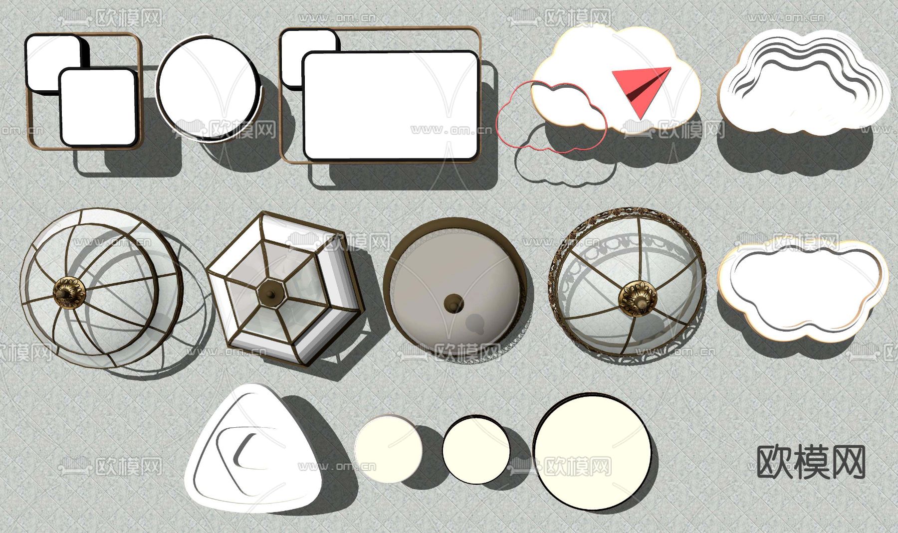 现代轻奢吸顶灯su模型下载
