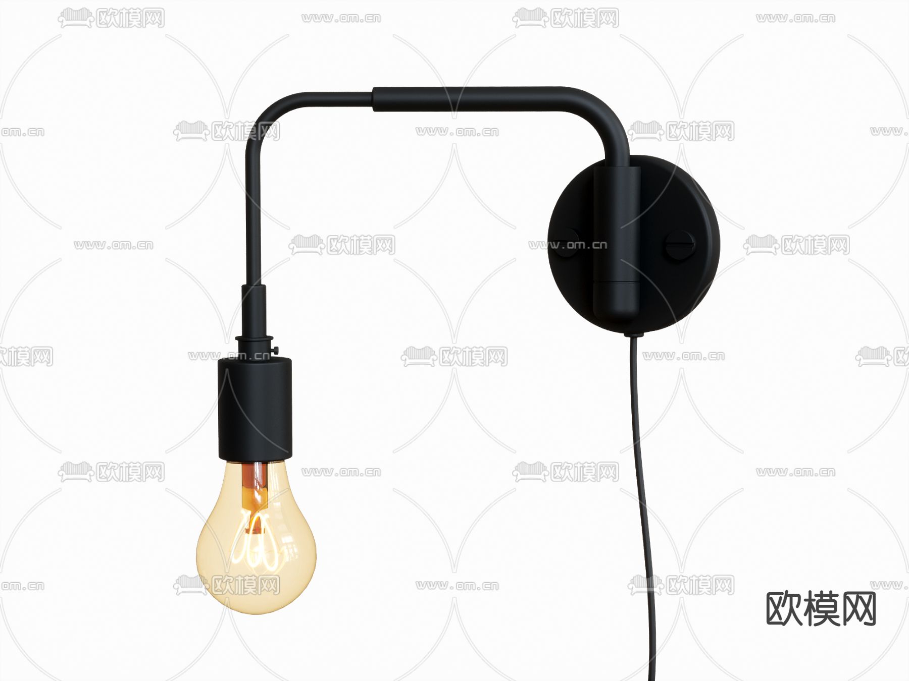 工业风金属灯泡壁灯3d模型下载