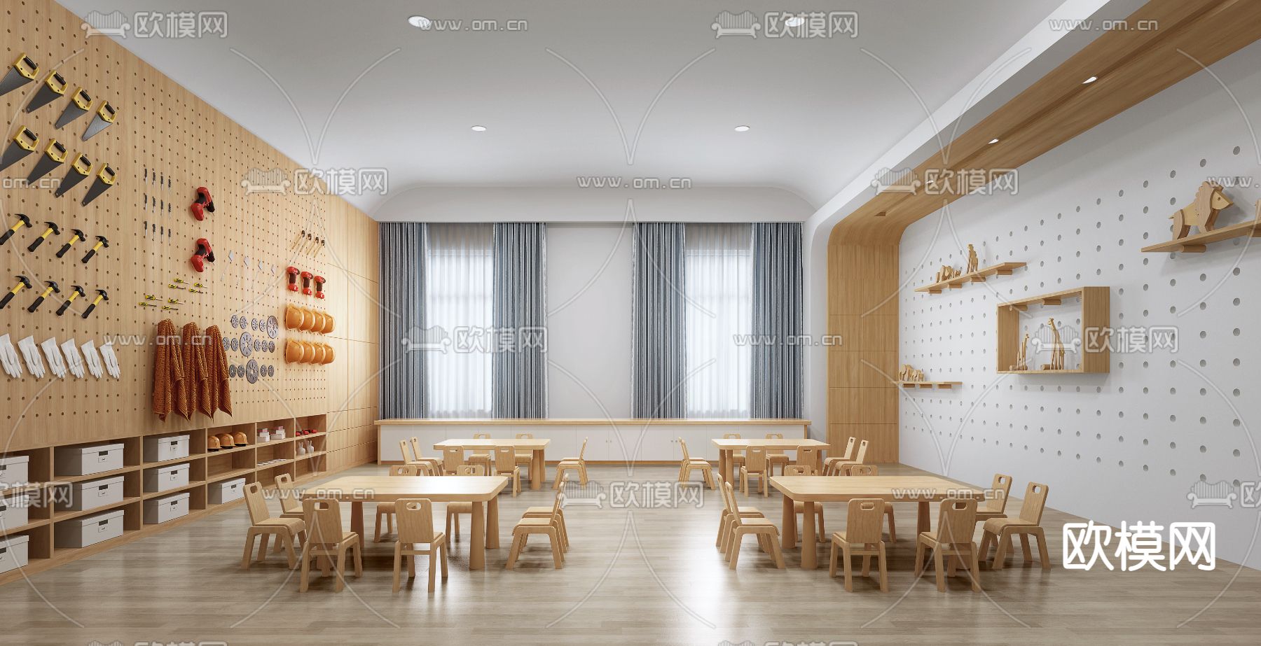 现代简约幼儿园手工室3d模型下载