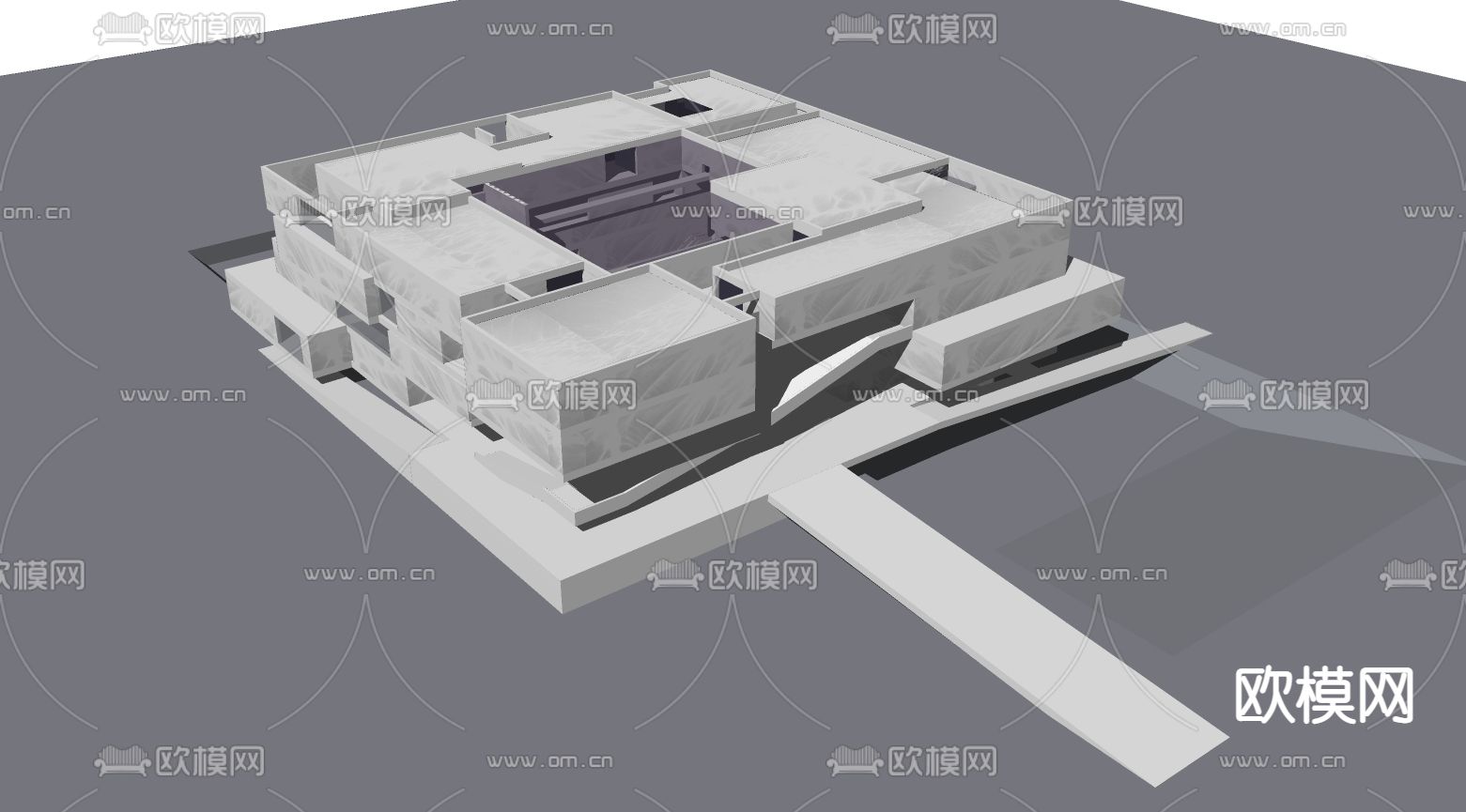 现代博物馆展览馆外观su模型下载（渲染图3）
