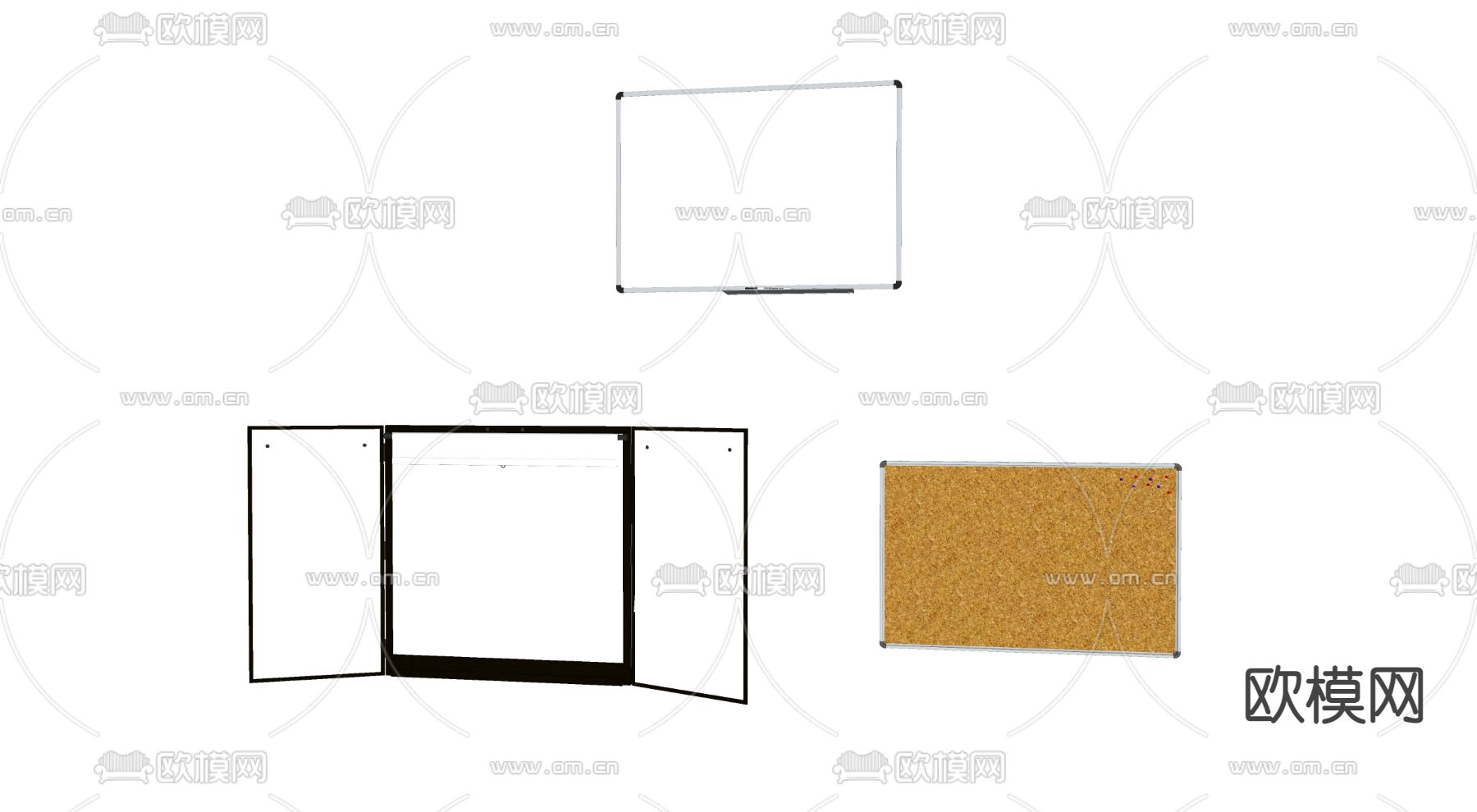现代办公白板su模型下载
