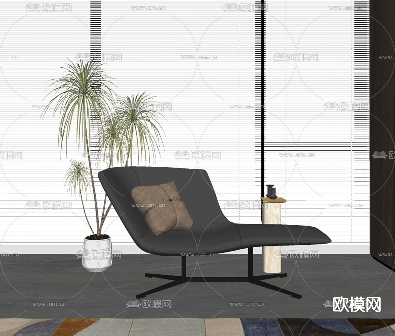 现代贵妃椅su模型