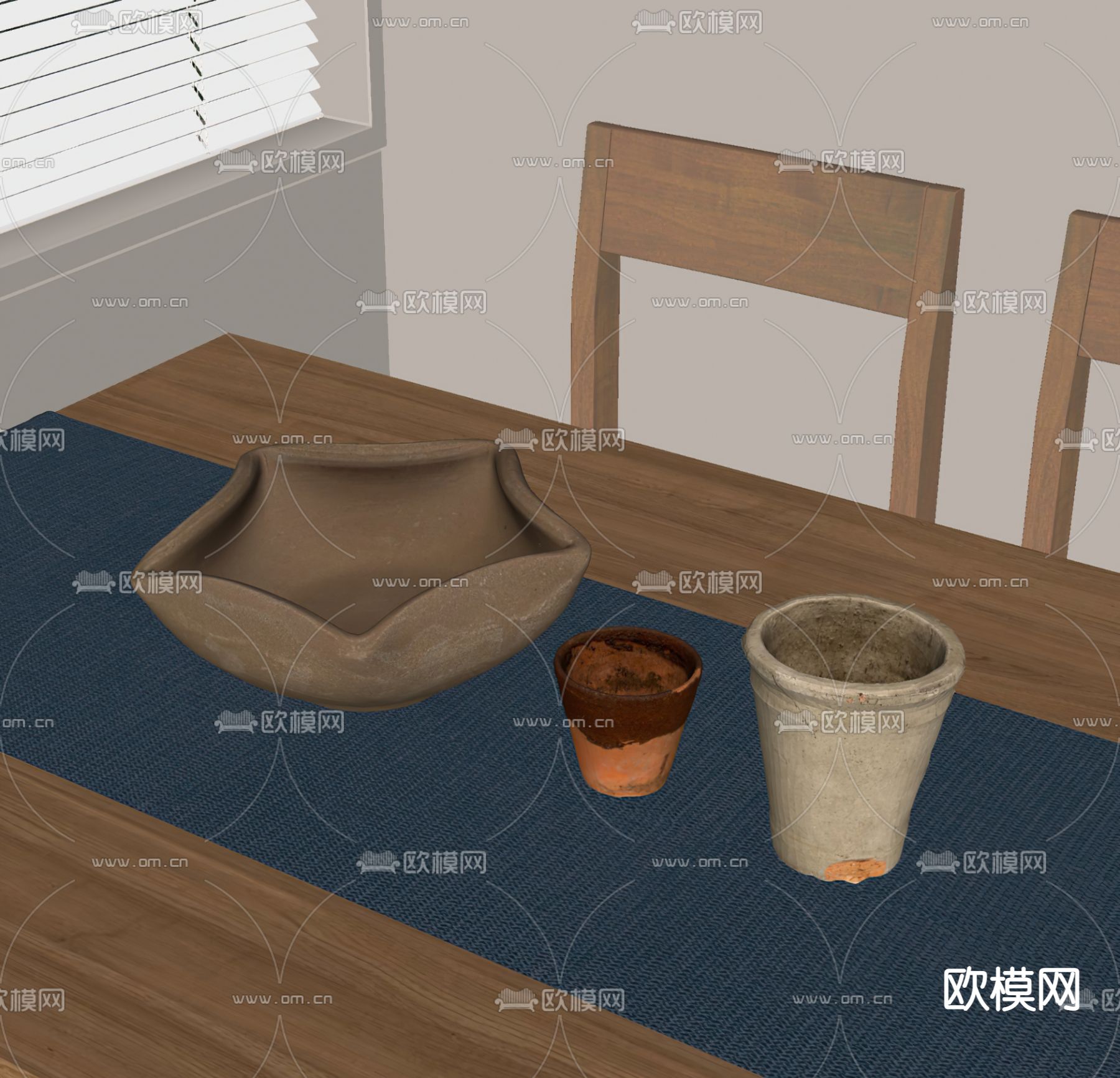 侘寂风茶具摆件su模型