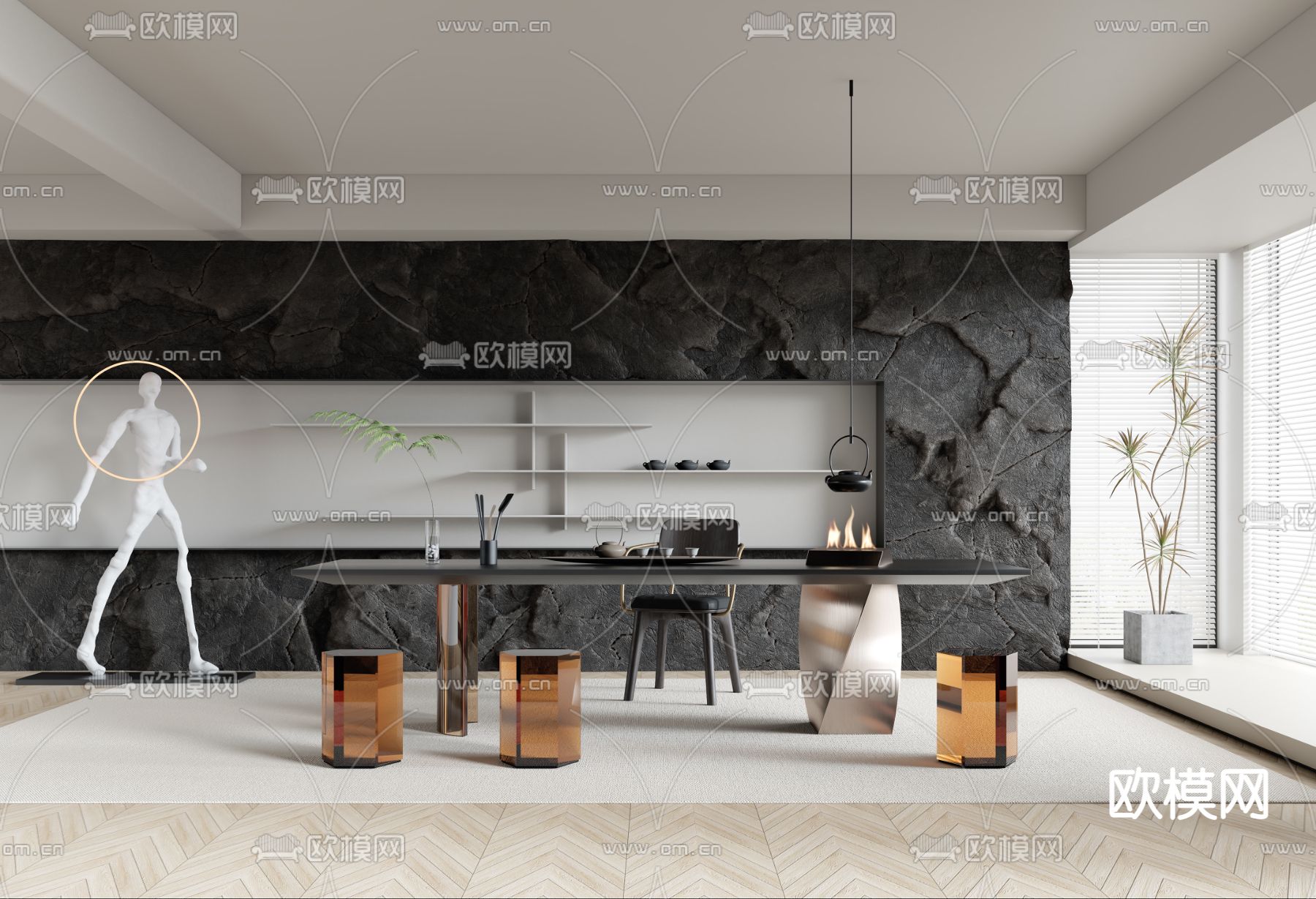 现代高级灰茶室su模型