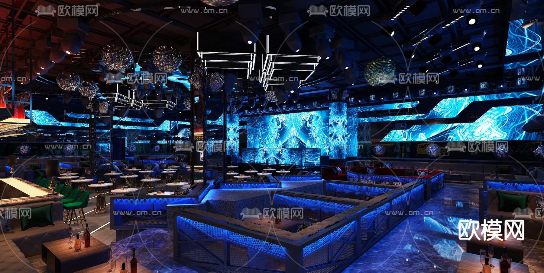 现代工业酒吧大厅3d模型下载（渲染图1）