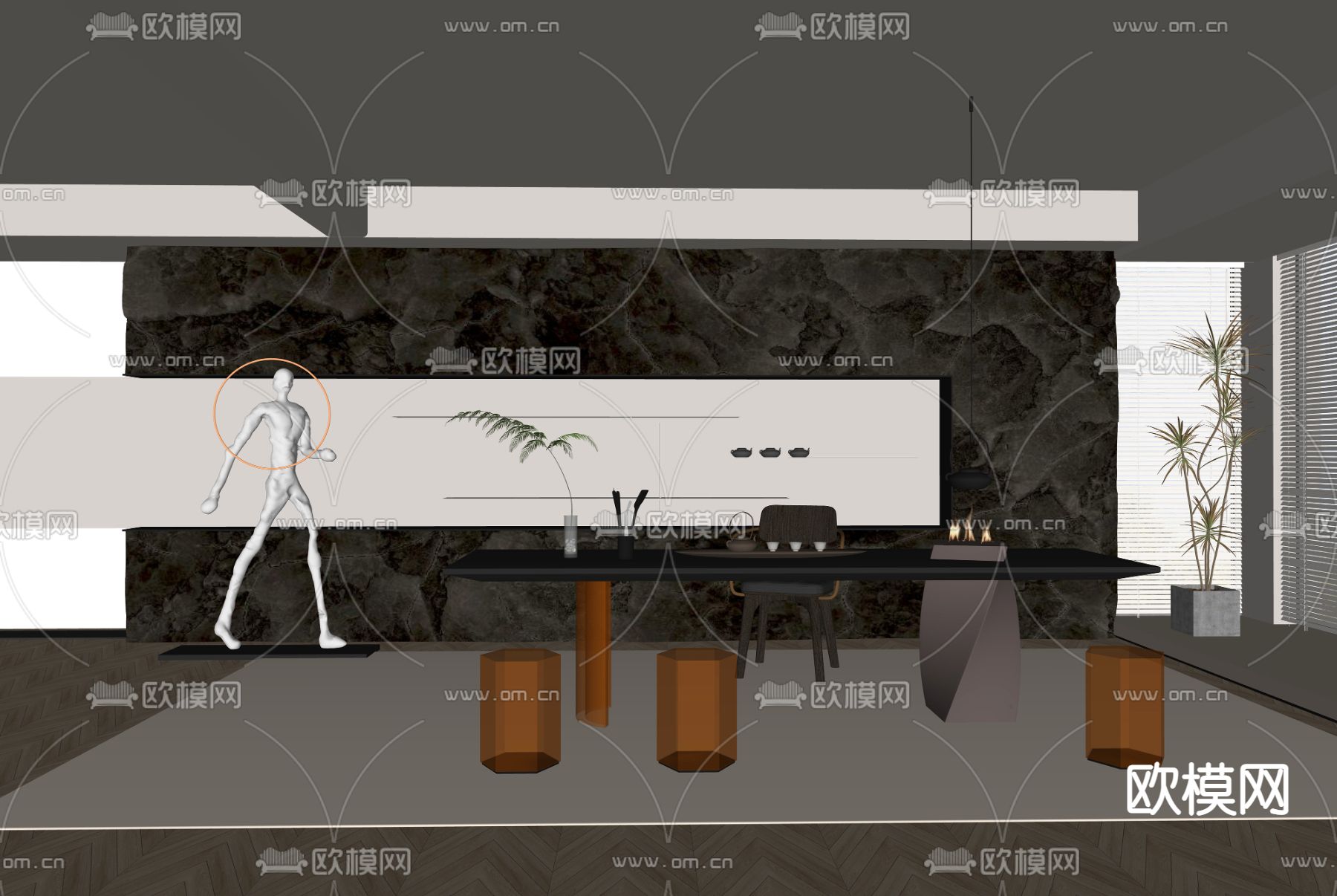 现代高级灰茶室su模型
