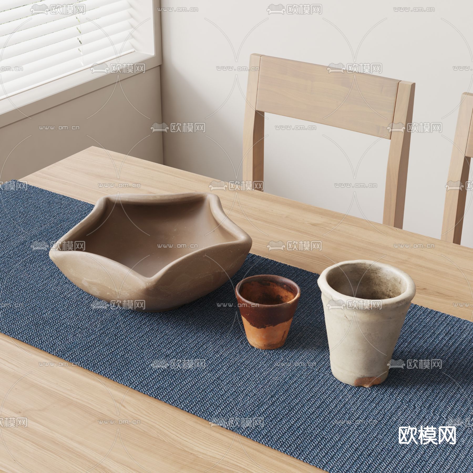 侘寂风茶具摆件su模型