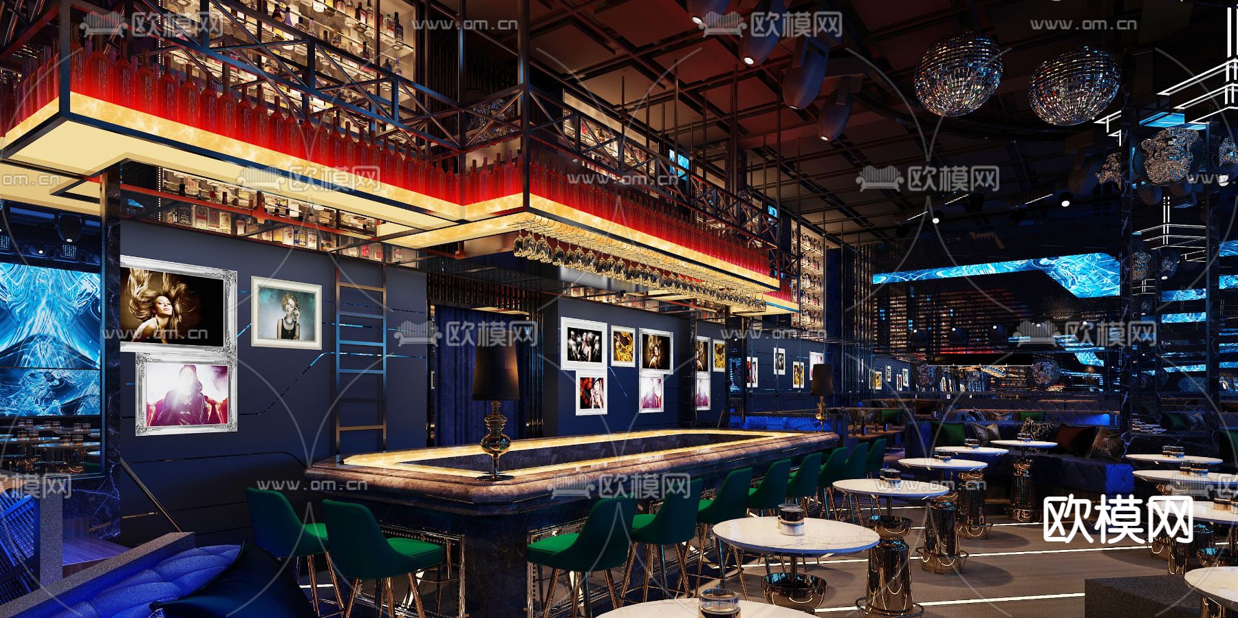 现代工业酒吧大厅3d模型下载（渲染图4）