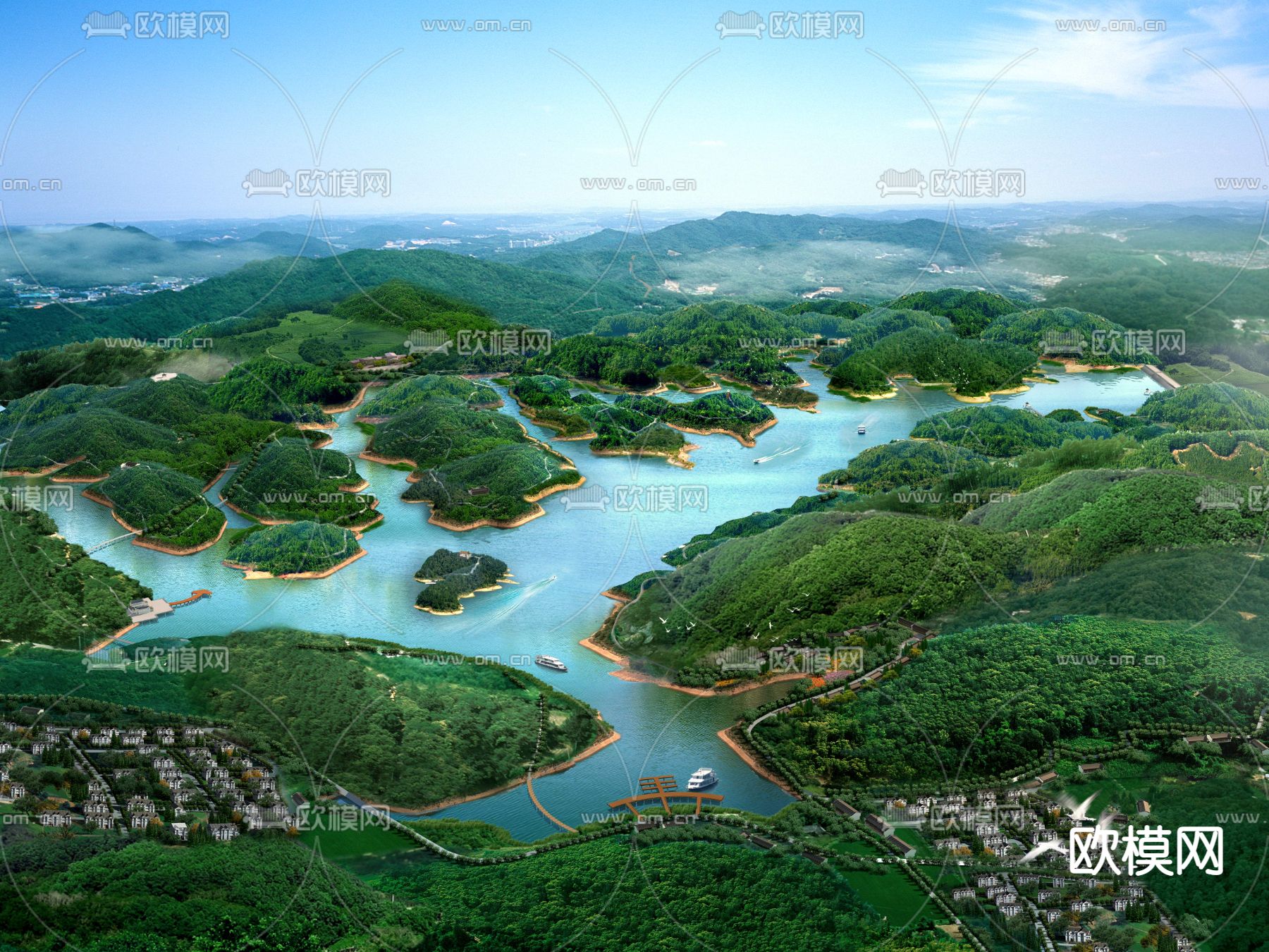 现代山体鸟瞰景观psd下载