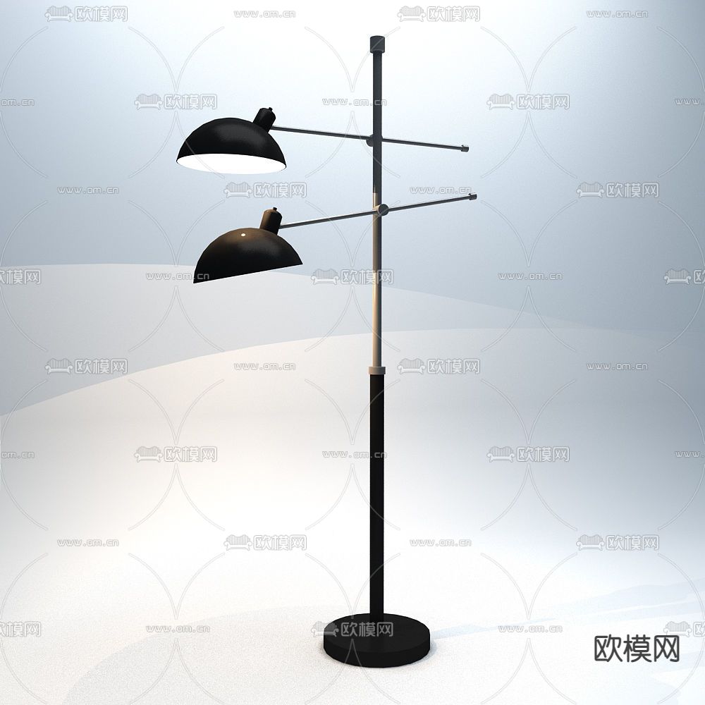 现代简约金属双头落地灯免费3d模型下载_ID12049805_3dmax免费模型-欧模网