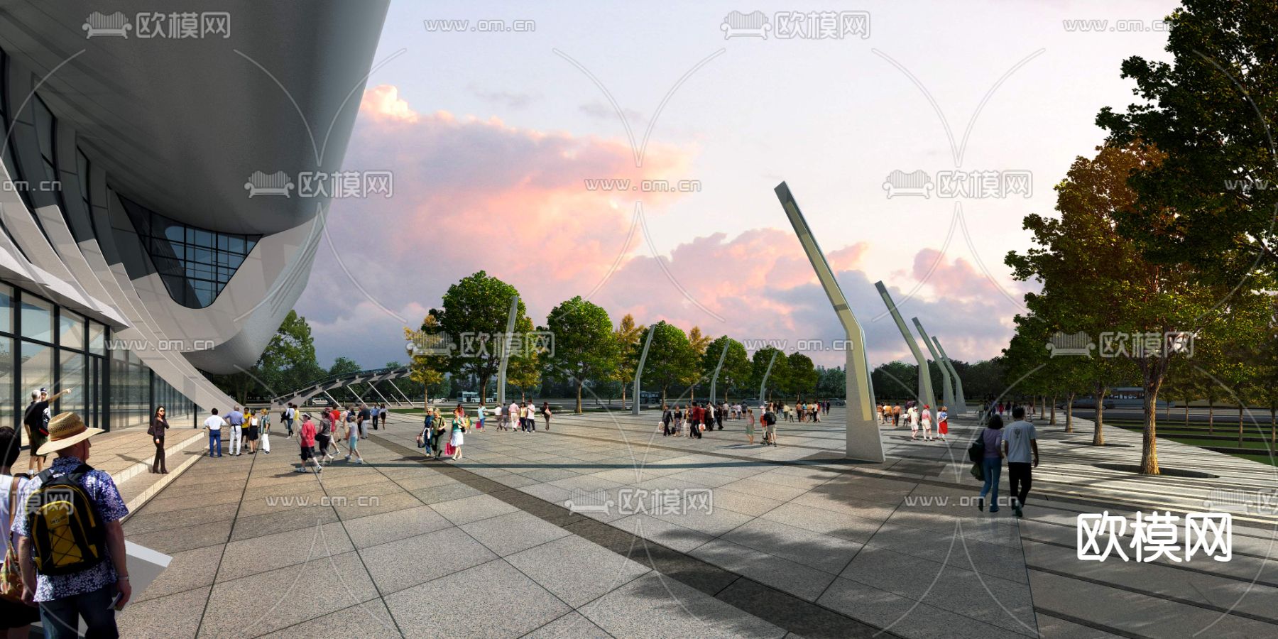 现代广场公园景观psd下载