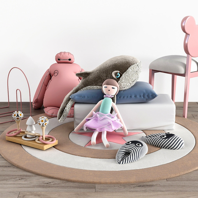  现代儿童毛绒玩具su模型 