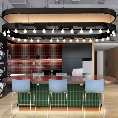  现代公司休息区水吧区su模型 