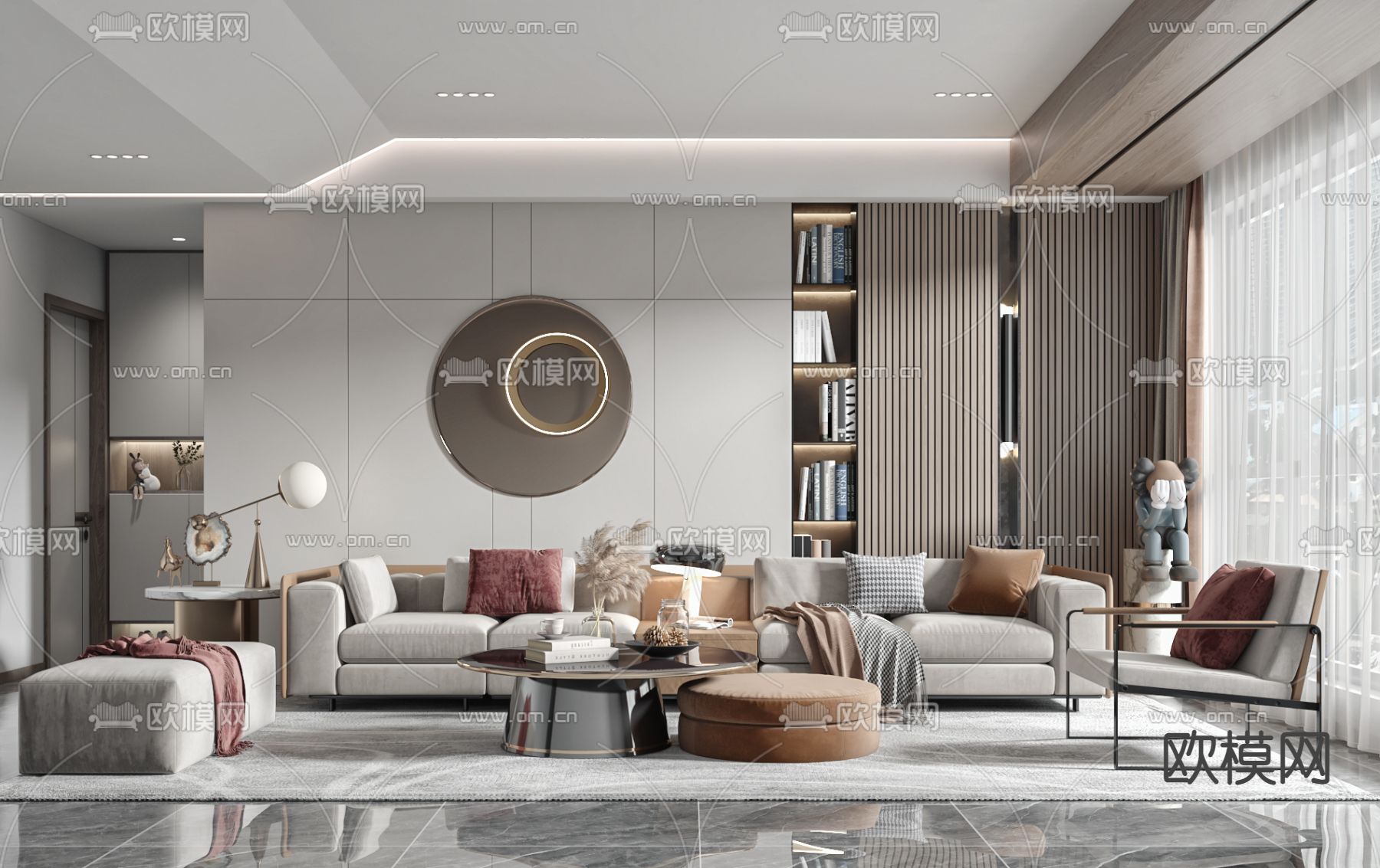 现代轻奢客厅3d模型下载