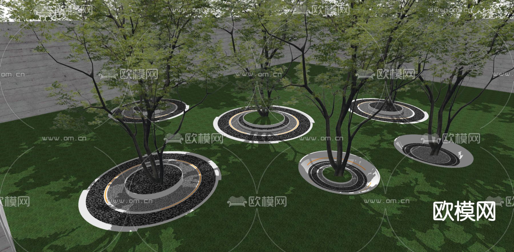 现代景观树池su模型下载