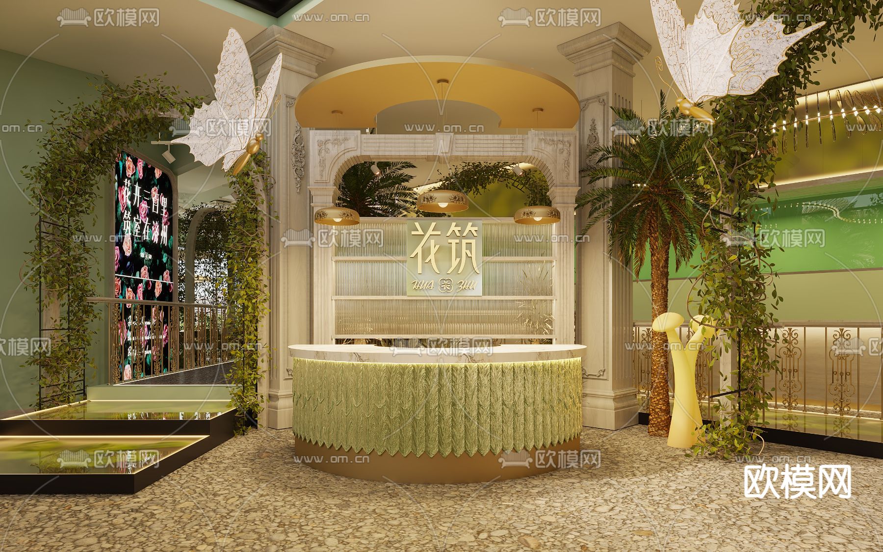 现代网红餐厅收银前台3d模型